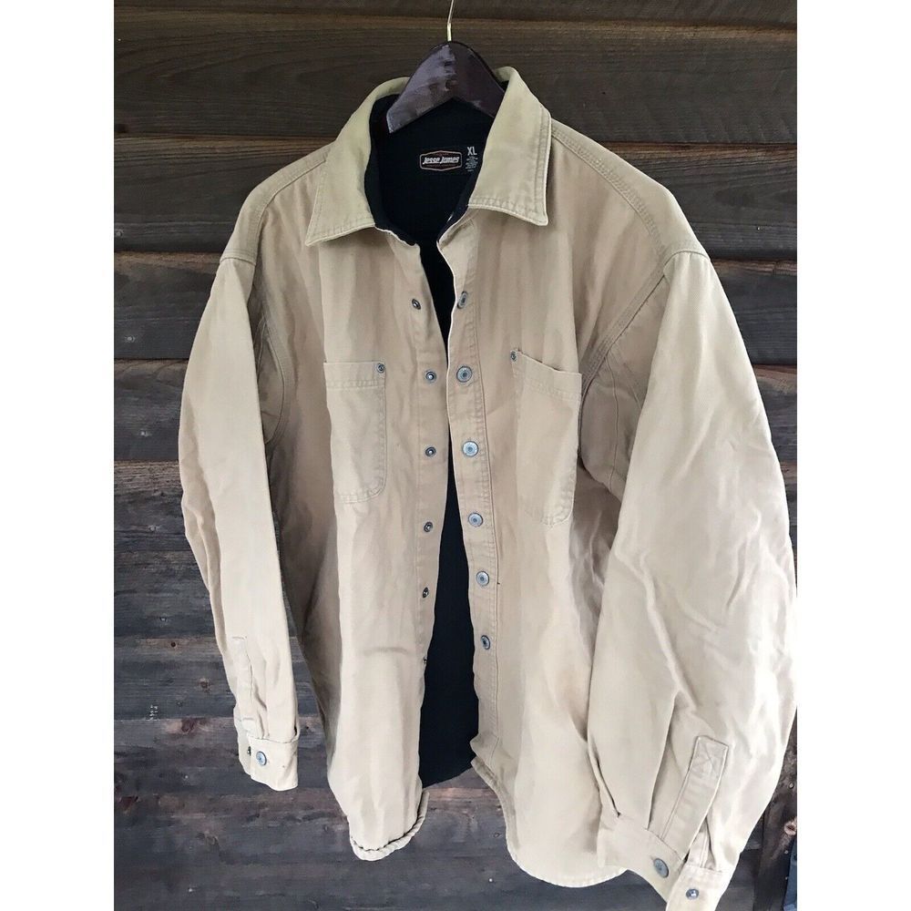 Jesse James Lg Workwear Jacket Industrial Canvas Lined Distressed Carhart style